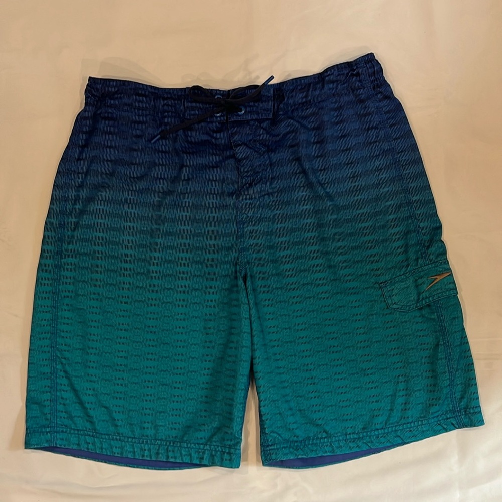 Men’s Speedo Swim Trunks,XL, Aqua and Blue
